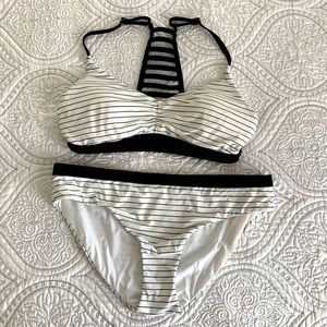 Calia black and white racerback two piece swimsuit